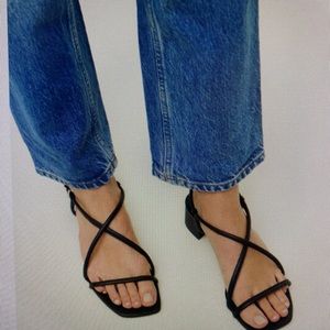 Reformation black leather sandals size 10